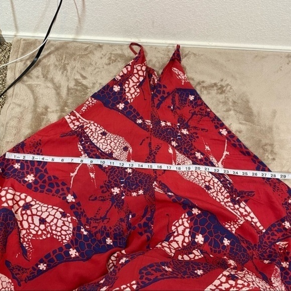 SAFARI PRINT HANDKERCHIEF V NECK MIDI DRESS 
Size M/L NWOT - Picture 6 of 12